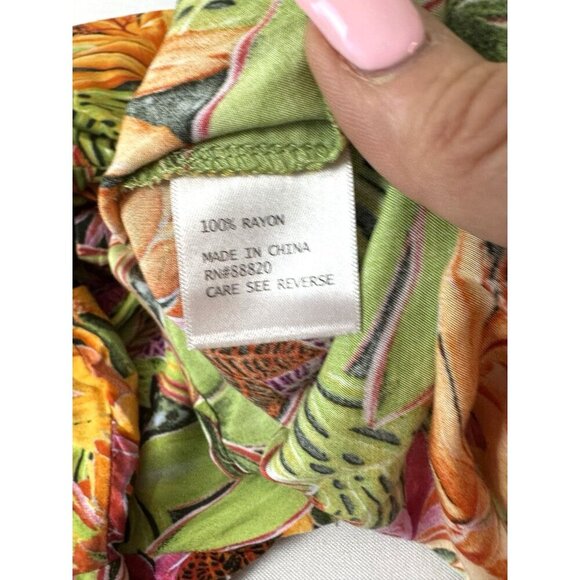 Rachel Roy XL Tropical Floral Blouse Vibrant Colorful Resort Asymmetrical Hem - Picture 7 of 9